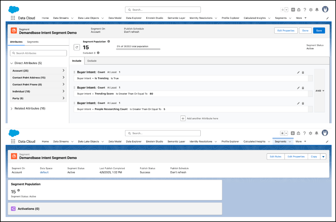 DemandBase to Salesforce field mapping and enriched lead record