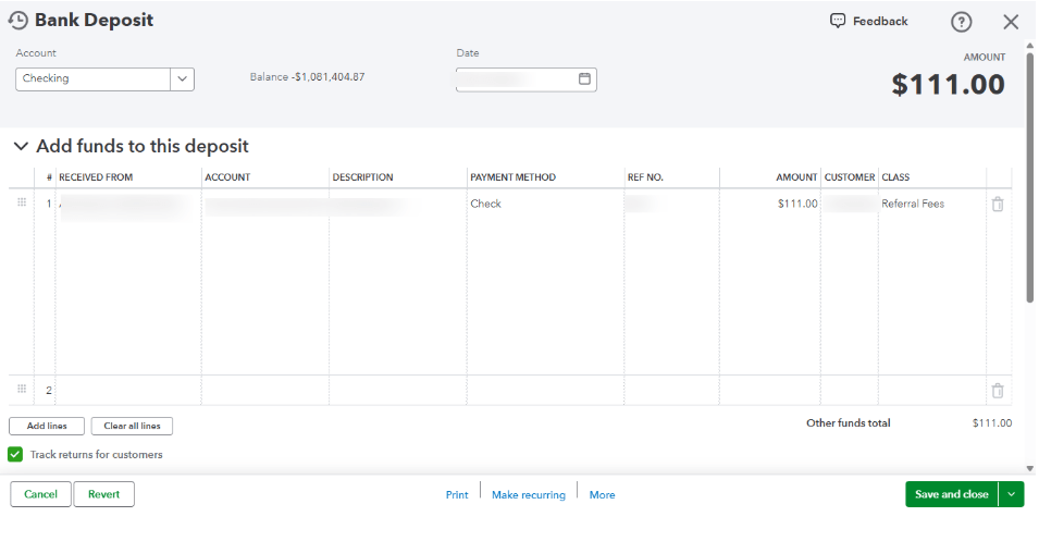 Deposit Sync from QBO to Salesforce